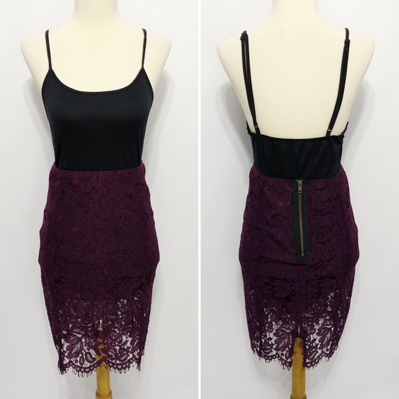 Chaser Dresses & Skirts - 🌞3/$50 NWT Chaser Plum Lace Pencil Midi Skirt